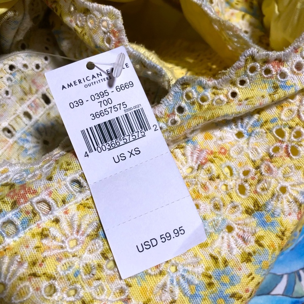 AEO Floral  With Embroidery Wrap Mini Dress - Picture 5 of 6